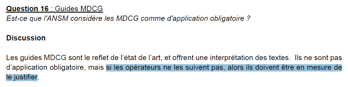 Avis de l'ANSM sur les guides MDCG